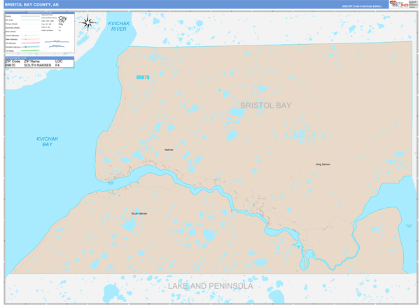 Bristol Bay County, AK Zip Code Map